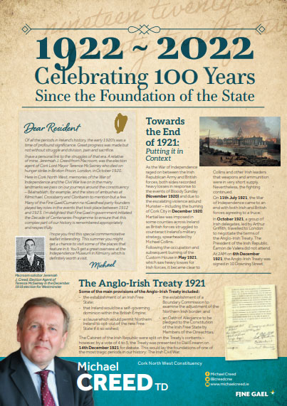 1922 - 2022 Centenary Leaflet Michael Creed